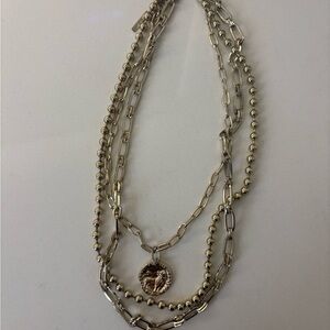 Gold Layered Chain Necklace with Coin Pendant - Women Jewelry